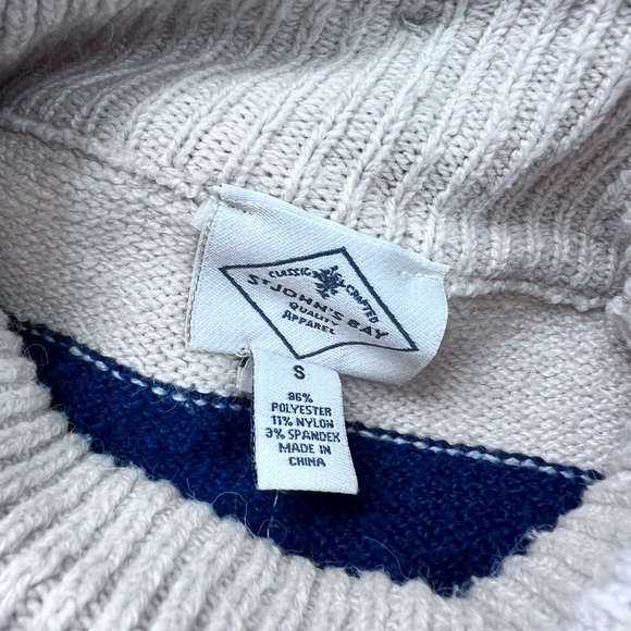 St John's Bay Sweater Knit Multicolor Striped Mock Neck Faux Button Back 💗 - Picture 6 of 7